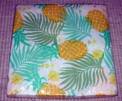 Paquete de 16 servilletas de almuerzo de piña de papel vajilla Luau suministros de fiesta hawaianos Foto 1 de 4