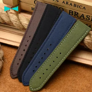 Cinturino orologio canvas tela verde blu marrone nero da 18 19 20 21 22 23 24 mm - Foto 1 di 9