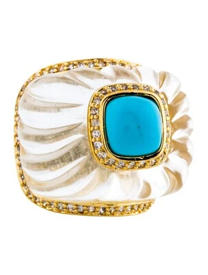 Angelique de Paris 香水鸡尾酒戒指绿松石树脂香精尺寸 6.75 — 第 1/4 张图片