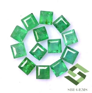 1.39 CTS Natural Emerald Square Cut 2.50 mm Lot 13 Pcs Calibrated Loose Gemstone - Picture 1 of 5