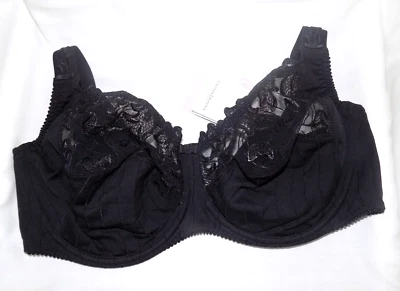 Prima Donna "Deauville" Bra Full-Cup Underwire Black Seamed Embroidered 42D NWT - Image 1 of 4