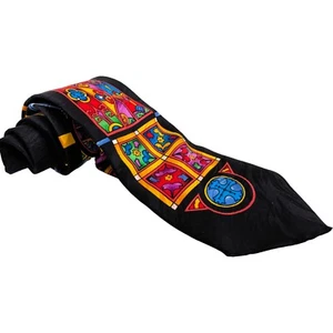 Rush Limbaugh Vintage Black Colorful Cathedral 100% Silk Mens Tie Made in USA 60 - Picture 1 of 9