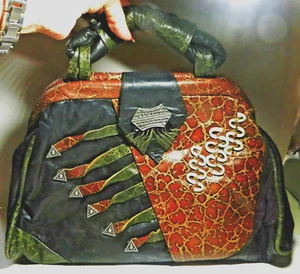 WORK OF ART 1980's Colini Handbag USA Embossed Snakeskin HOBO Leather Purse- - Picture 1 of 12
