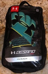 UNDER ARMOUR Desafio Pro Black Teal GK Goalkeeper Gloves Mens Womens Unisex Sz 7 - Picture 1 of 5