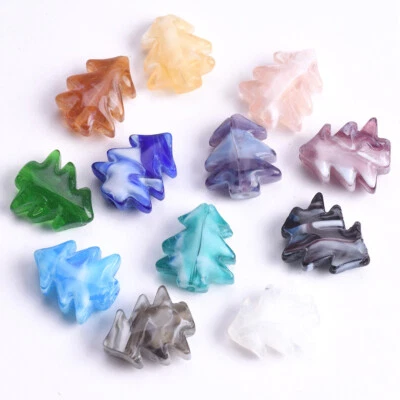 10pcs Handmade Christmas Tree 18x15mm Lampwork Glass Loose Beads - Image 1 of 4