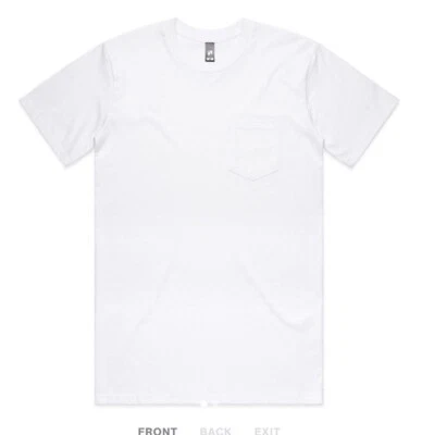 AS Colour Men’s 5027 6.5oz 100% Combed Cotton Classic Pocket Tee Blank White XL - Image 1 of 4