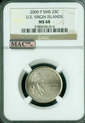 2009 P VIRGIN ISLANDS QUARTER NGC MS68 SMS PQ 2ND FINEST REGISTRY MAC SPOTLESS * - Image 1 of 4
