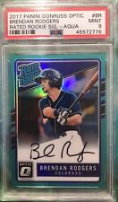 Brendan Rodgers 2017 Donruss Optic Rated Rookie Signatures Aqua /99 PSA 9 Auto