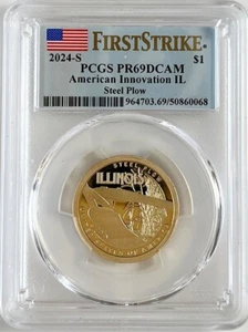 2024 S Proof ILLinois Innovation Dollar PCGS PR 69 DCAM First Strike Label - Picture 1 of 2