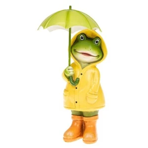 Small Puddle Frog Girl with Umbrella Decorative Quirky Figurine Gift - Picture 1 of 1