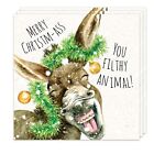 Funny Christmas Cards Pack of 3 Donkey - Merry Xmas Card Multipack