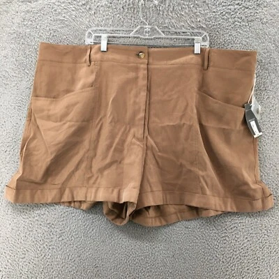 Worthington Chino Shorts Womens 26W Brown Hi-Rise Flat Front Zip Fly Casual NEW - Image 1 of 4