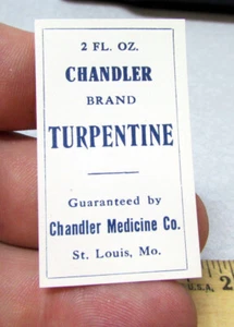 Vintage Original Label, Chandler brand Turpentine label, 2 x 1.25, NEW, St Louis - Picture 1 of 2