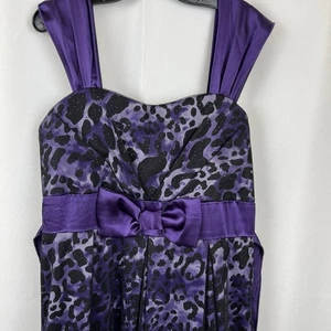 Purple Glittered Cheetah Kids Dress Size 14 Formal Party Wedding Birthday Dance - Picture 1 of 13