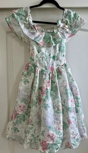 Gunne Sax Jessica McClintock Mädchen 8 Kleid Vintage 80er Blumen Puffärmel Taft - Bild 1 von 14