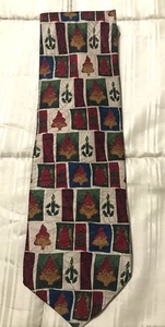 Vintage Christmas Mens Silk Tie Multi Pattern Hasting Smith - Picture 1 of 4