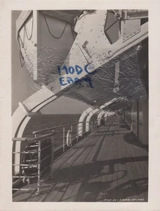 CGT FRENCH LINE SS CHAMPLAIN Pont Des Embarcations B/W Press Photo - Picture 1 of 2