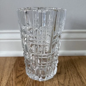 Crystal 8 " Oval Cut Clear Crystal Vase Vintage Heavy - Picture 1 of 11
