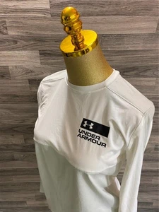 "NEW" UNDER ARMOUR Heat Gear Crew Neck Gray / White Pullover Shirt Girl's Size L - Picture 1 of 12