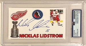 Nicklas Lidstrom Detroit Red Wings NHL Signed Auto 3x5 Index Card PSA DNA - Picture 1 of 1
