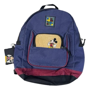 Vintage 90s Disney Mickey Mouse Bookbag Backpack Kids Youth Sized - Picture 1 of 8