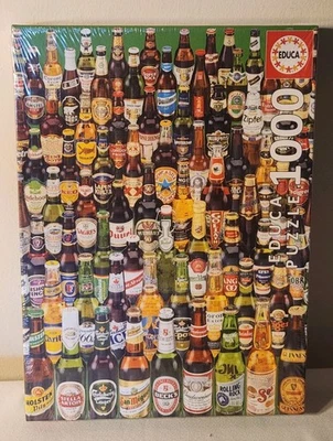 Educa BEERS 1000 Piece Beer Advertising Bottles Jigsaw Puzzle 12736 New Sealed - Image 1 of 4