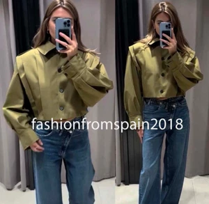 ZARA NEW WOMAN ZW COLLECTION PLEATED JACKET OLIVE GREEN S,M,L 3194/545/515 - Picture 1 of 2