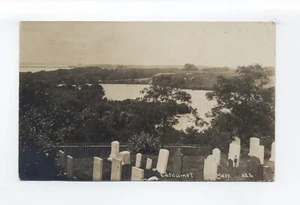 Foto postal Cataumet, Bourne MA 1908 RPPC, cementerio, lápidas, estanque, ¿raro? - Imagen 1 de 3
