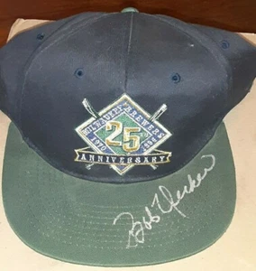 BOB UECKER MILWAUKEE BREWERS SIGNED 1994 25TH ANNIVERSARY SGA HAT CAP BAS ELAN - Picture 1 of 2