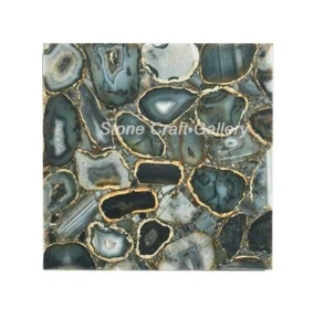 15" Grey Agate Coffee Table Counter Top Natural stone Handmade Work - Picture 1 of 1