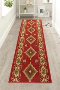 RUNNER RUG Custom Size Antibacterial Southwest Red Non Skid Southwestern - Picture 1 of 4