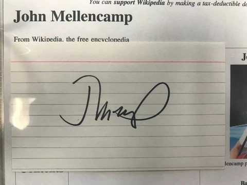 John Mellencamp Signed 3”x5” Index Card Cover