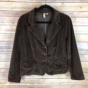 St Johns Bay Dark Brown Corduroy Stretch Lightweight Jacket Blazer Coat Sz PXL - Picture 1 of 6