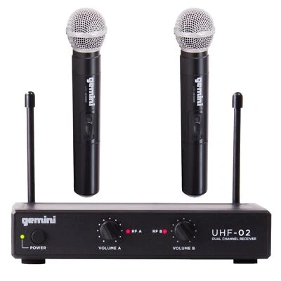 Gemini UHF-02M S12 Sistema Microfonico Portatile Wireless Doppio - Ch 1 & 2 - DJ,... - Immagine 1 di 4
