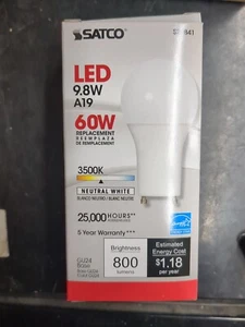Satco S29841 LED A19 9.8W 3500K Dimmable Neutral White OMNI 6 Pack - Picture 1 of 10