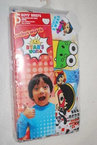 Boys Underwear 5 PR BRIEFS Combed Cotton RYAN'S WORLD Pirate Ninja Skateboard 8 - Picture 1 of 1