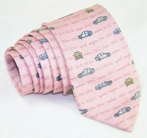 BMW LIFESTYLE Pink with Multicolor Car Designs Silk Twill Tie 61 in.-L/3.5 in.-W - Picture 1 of 12