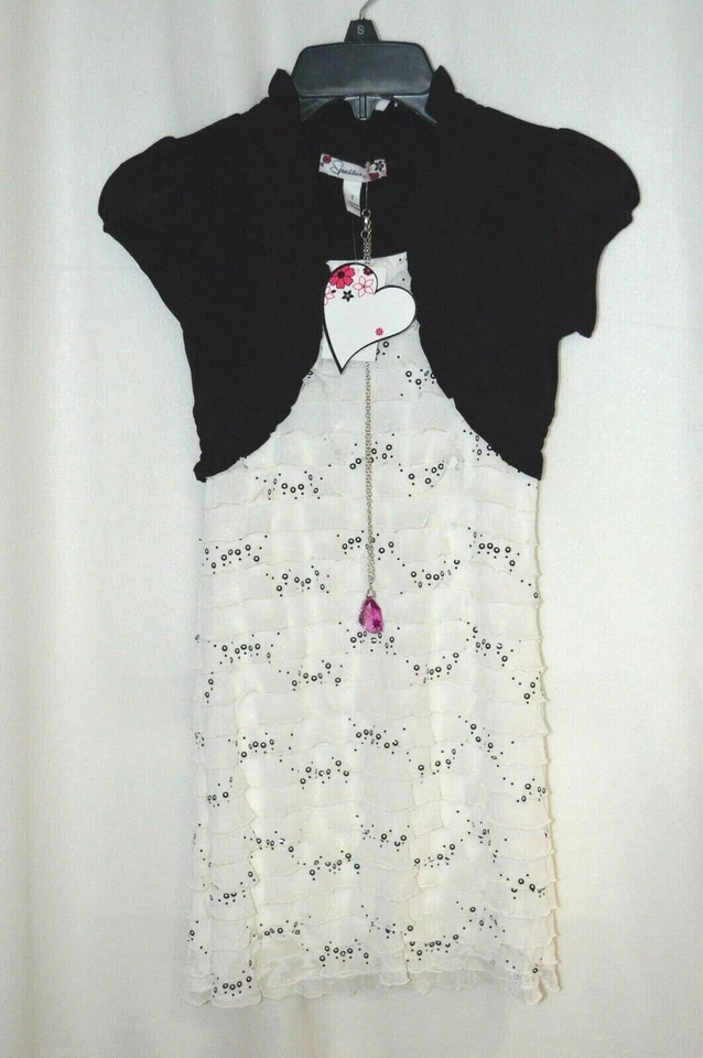 Vestido para niña Speechless negro/crema simulado bolero pestañas brillantes - talla 7 nuevo con etiquetas Foto 1 de 1