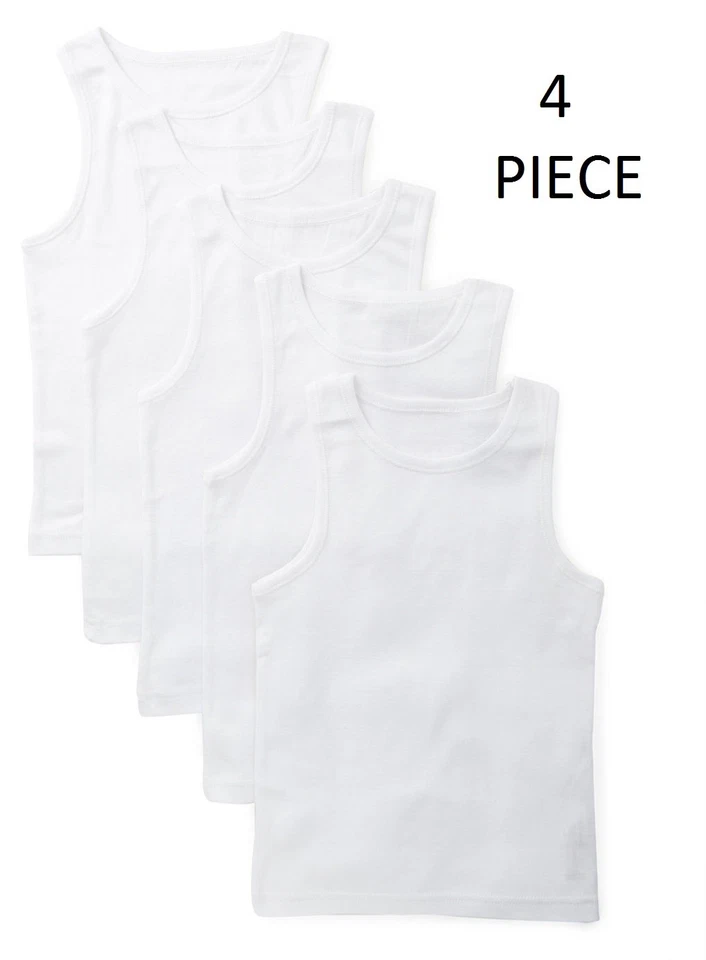 4X SOFTY® Kids Children Vest 100% Cotton Rib Sleeveless Tank School Wear top