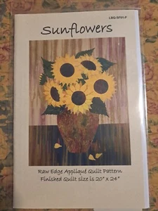 Aplique de edredón de borde crudo girasoles colgando de pared 20"" x 24"" nuevo en paquete - Imagen 1 de 1
