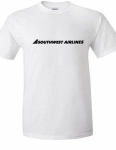 SOUTHWEST Airlines Vintage Logo Tee Shirt Air Travel Black White Cotton T-shirt - Picture 1 of 3