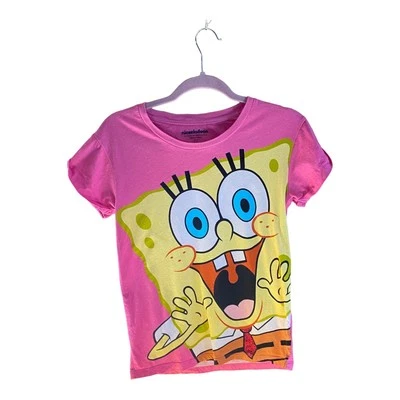 Camisa de pijama Bob Esponja para dormir niñas rosa manga corta talla pequeña usada Foto 1 de 4