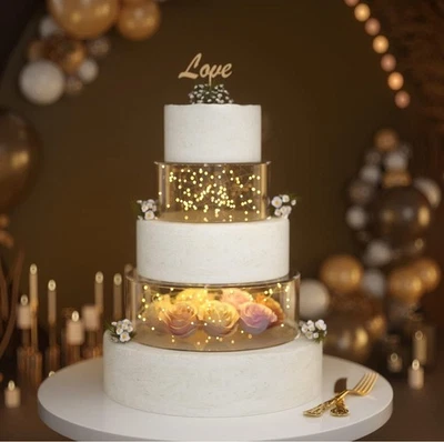 Caja de exhibición de cilindro redondo elevador con soporte para pasteles rellenable de acrílico de 2 piezas Foto 1 de 4