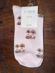 NWT J. Crew Women's Pink Football Dog Heart Boot Socks One Size - Picture 1 of 3