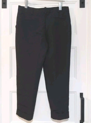 Leon Max Womens 4  Limited Edition Chino Ankle Cuff Hem Dress Pant Black  - Image 1 of 4