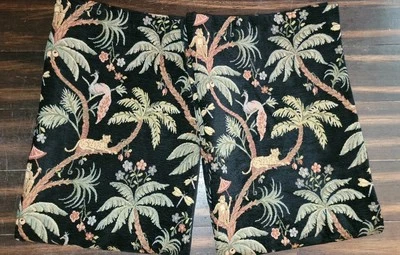 Paneles de cortina de cortinas personalizados par de jungla negra 25" X 80" paraguas Palm Monkey Foto 1 de 4