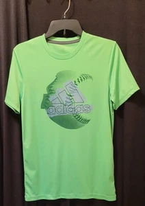 BOYS SIZE L (14-16) GREEN ADIDAS SHIRT WITH GRAPHIC BASEBALL DESIGN - Picture 1 of 5