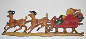 Vintage Sexton Santa Sleigh Reindeer Metal Wall Plaque Hanging 16 Inches (A3) - Picture 1 of 1