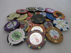 21 Casino Gaming Poker Chip Lot Las Vegas $1 New & Used Chipco Paulson Clay - Picture 1 of 12