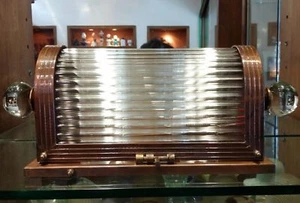 VINTAGE OLD ART DECO METRO THEATRE LIGHT BRONZE CASE GLASS ROD WALL SCONCES LAMP - Picture 1 of 7